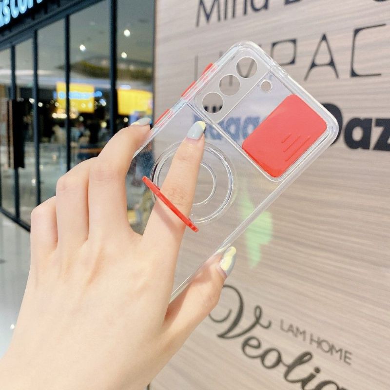 Coque Samsung Galaxy S21 5G transparent avec anneau et cache caméra