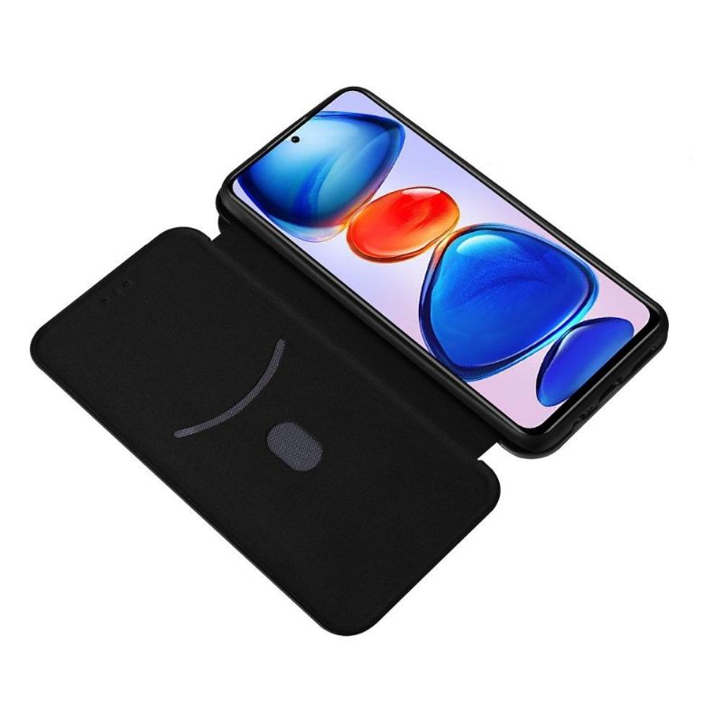 Housse Xiaomi Poco M4 Pro 5G simili cuir fibre de carbone