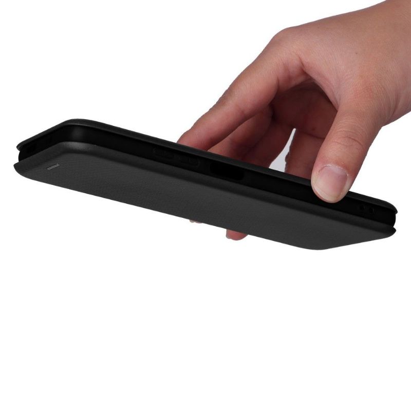 Housse Xiaomi Poco M4 Pro 5G simili cuir fibre de carbone