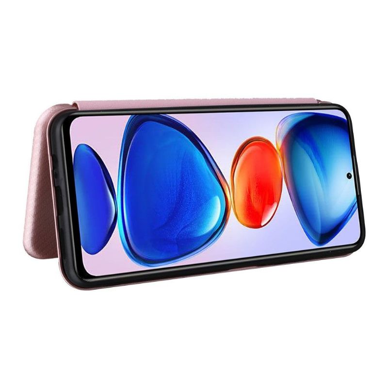 Housse Xiaomi Poco M4 Pro 5G simili cuir fibre de carbone