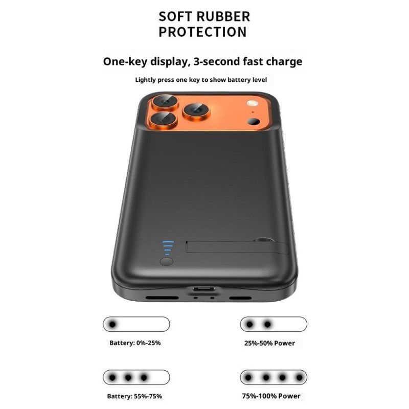 Coque Batterie Externe pour iPhone 17 Pro 5000mAh avec Support Intégré