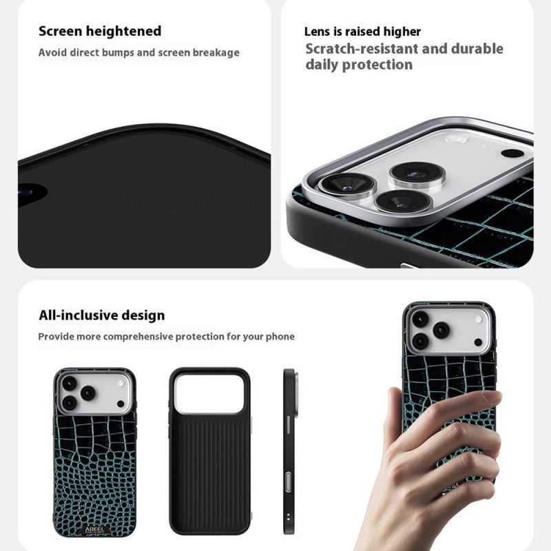 Coque iPhone 17 Pro Compatible MagSafe Effet Croco ABEEL