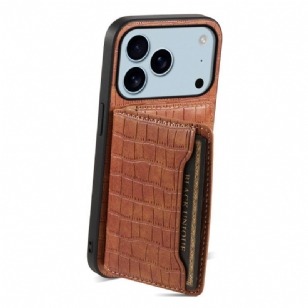Coque iPhone 17 Pro Porte-Cartes Effet Crocodile