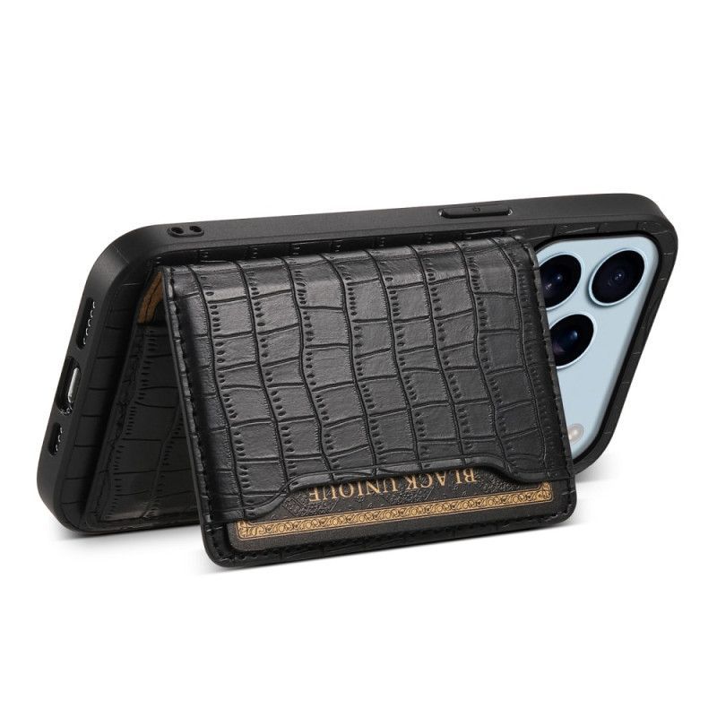 Coque iPhone 17 Pro Porte-Cartes Effet Crocodile