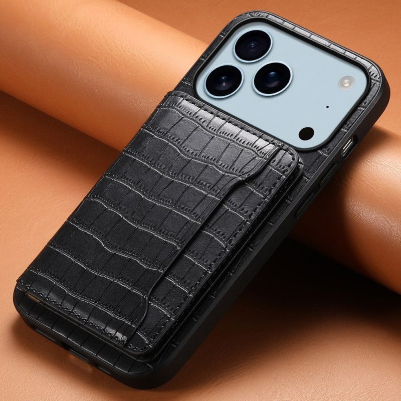 Coque iPhone 17 Pro Porte-Cartes Effet Crocodile