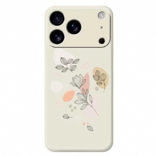 Coque iPhone 17 Pro Silicone Liquide Feuilles Esquissées