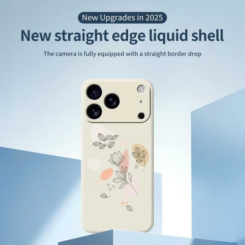 Coque iPhone 17 Pro Silicone Liquide Feuilles Esquissées