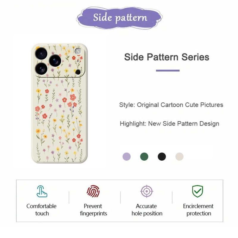 Coque iPhone 17 Pro Silicone Liquide Fleurettes