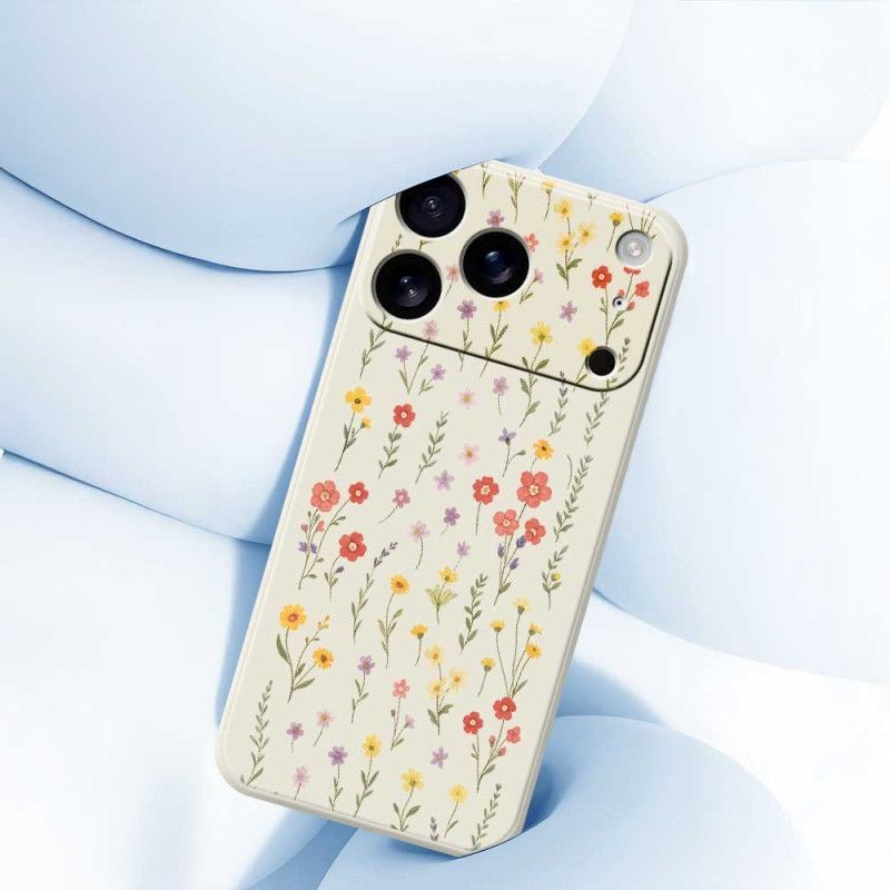Coque iPhone 17 Pro Silicone Liquide Fleurettes