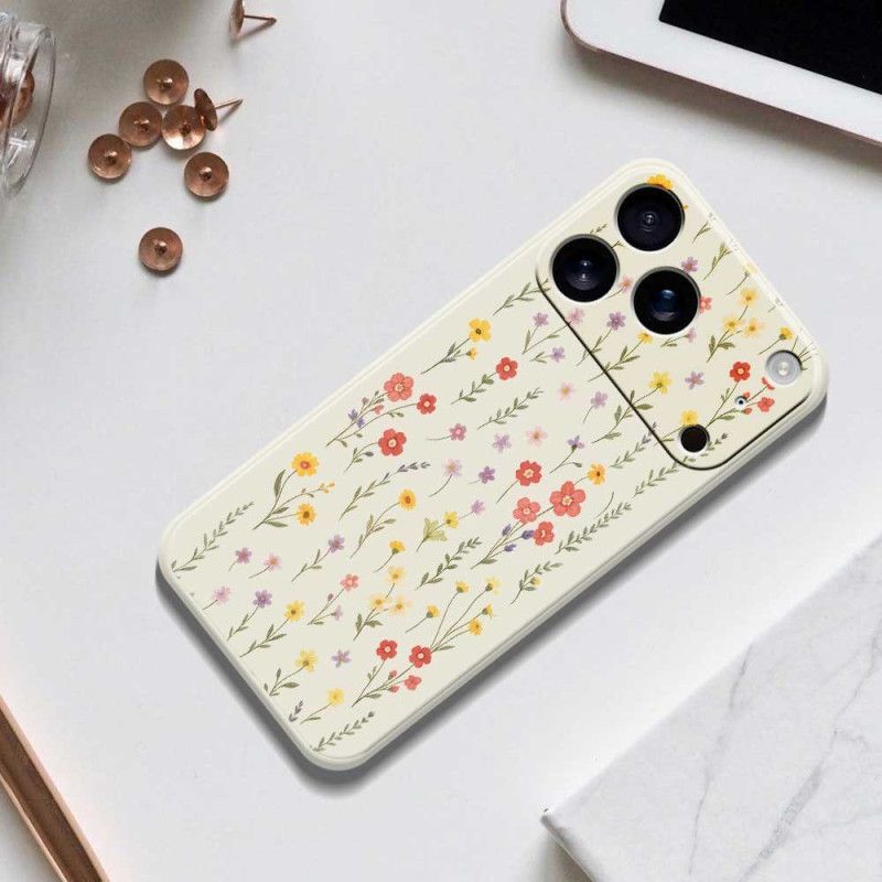 Coque iPhone 17 Pro Silicone Liquide Fleurettes
