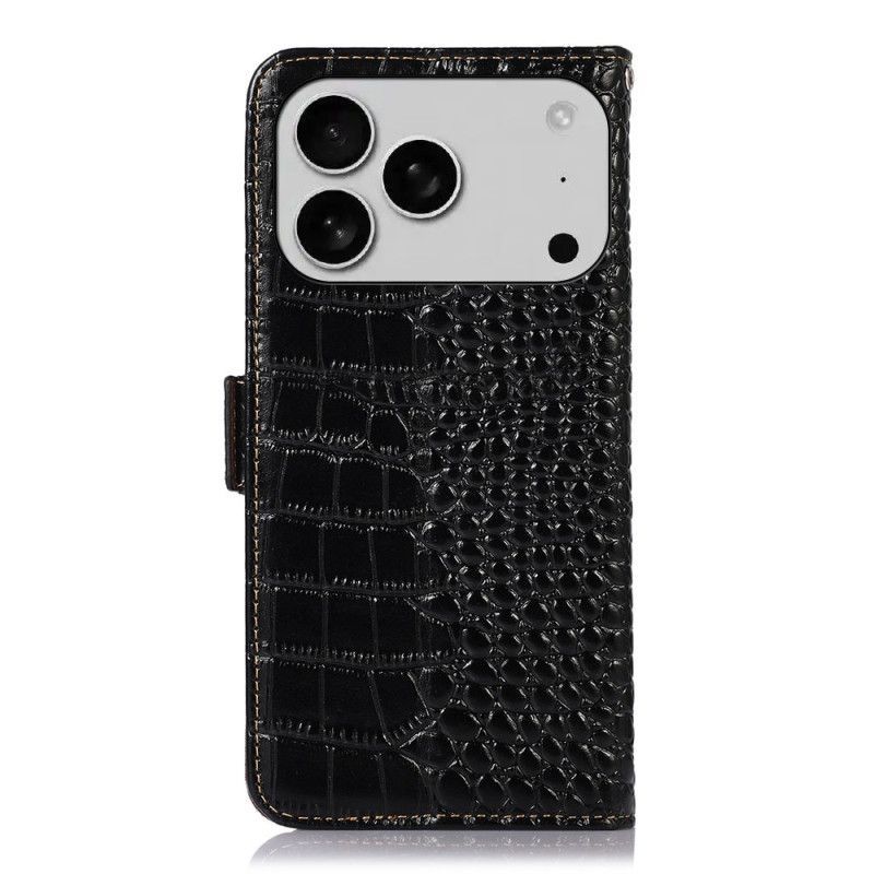Housse iPhone 17 Pro Cuir Texture Crocodile