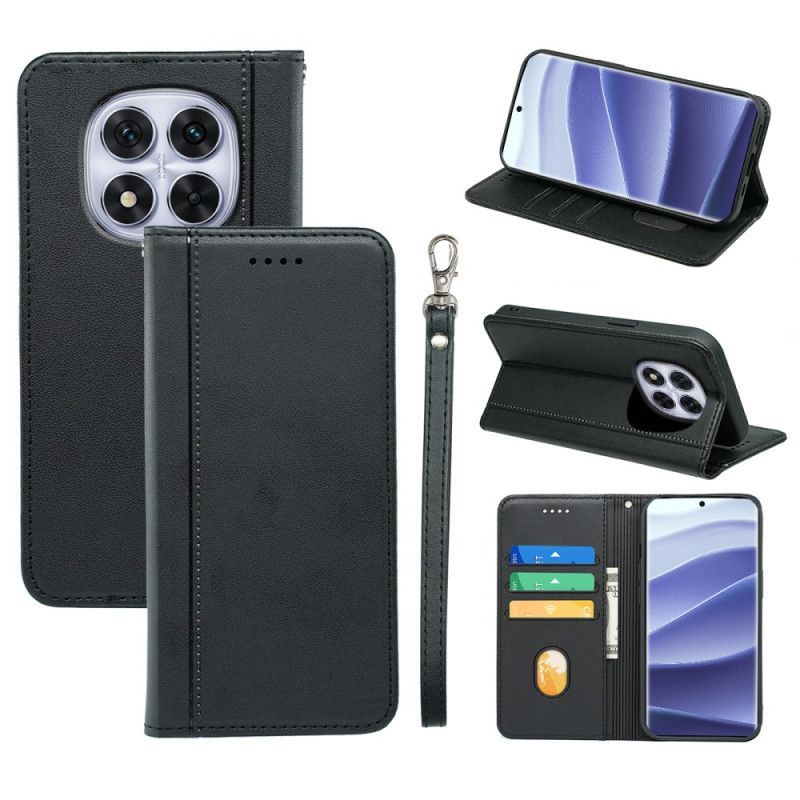 Flip Cover Xiaomi Redmi Note 14 Pro 4G Couture et Lanière