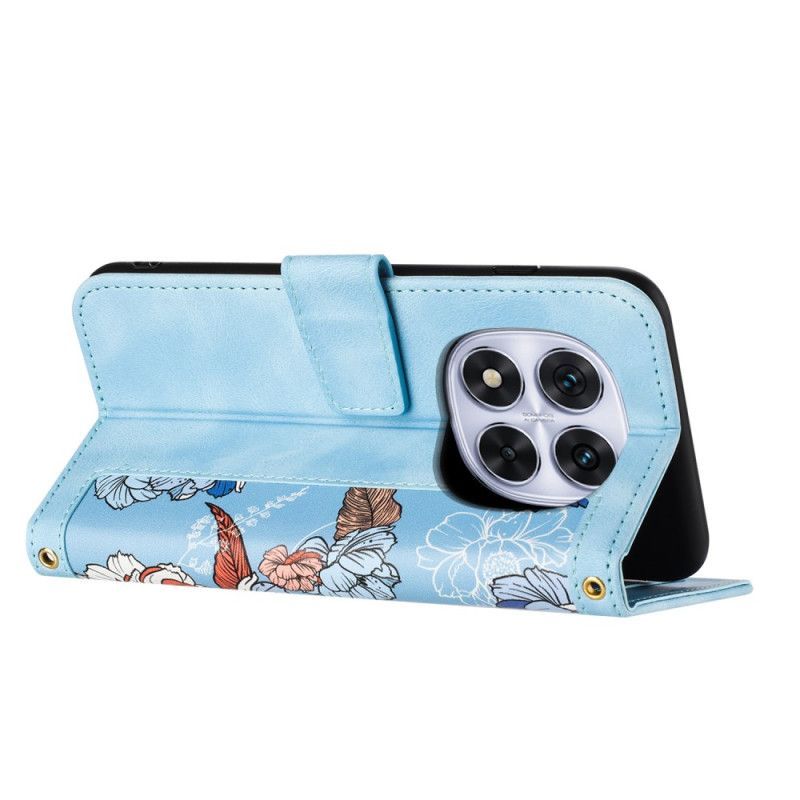 HOusse Xiaomi Redmi Note 14 Pro 4G Fleurs Graphiques à Lanière