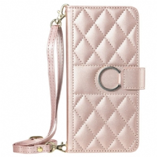 Housse Xiaomi Redmi Note 14 Pro 4G Matelassée avec Lanière et Bandoulière