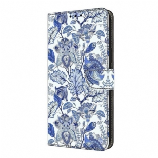 Housse Xiaomi Redmi Note 14 Pro 4G Motif Floral Bleu