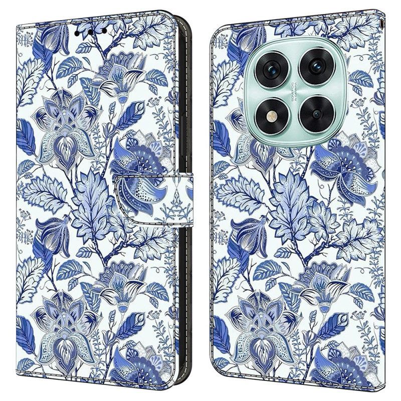 Housse Xiaomi Redmi Note 14 Pro 4G Motif Floral Bleu