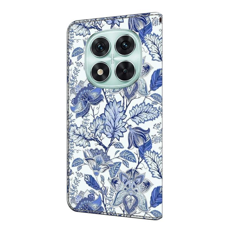Housse Xiaomi Redmi Note 14 Pro 4G Motif Floral Bleu