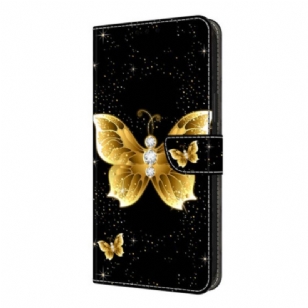 Housse Xiaomi Redmi Note 14 Pro 4G Papillons Dorés