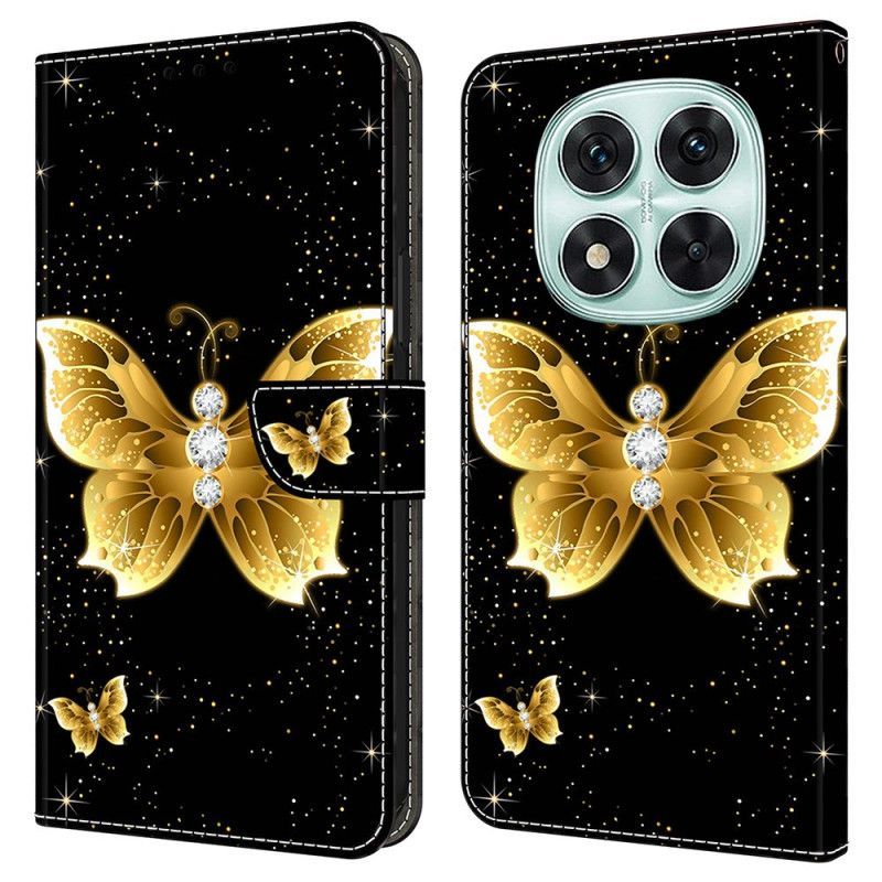 Housse Xiaomi Redmi Note 14 Pro 4G Papillons Dorés