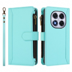 Housse Xiaomi Redmi Note 14 Pro 4G Portefeuille 9 Porte-Cartes avec Lanière