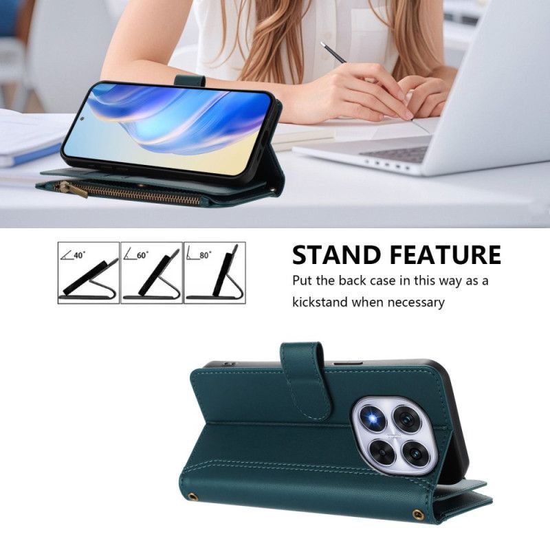 Housse Xiaomi Redmi Note 14 Pro 4G Portefeuille 9 Porte-Cartes avec Lanière