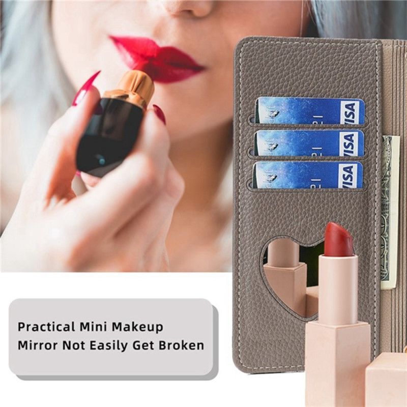 Housse Xiaomi Redmi Note 14 Pro 4G Portefeuille Miroir avec Chaîne