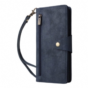 Housse Xiaomi Redmi Note 14 Pro 4G Portefeuille Zippé avec Lanière