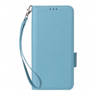 Housse Xiaomi Redmi Note 14 Pro 4G Simili Cuir Litchi à Lanière