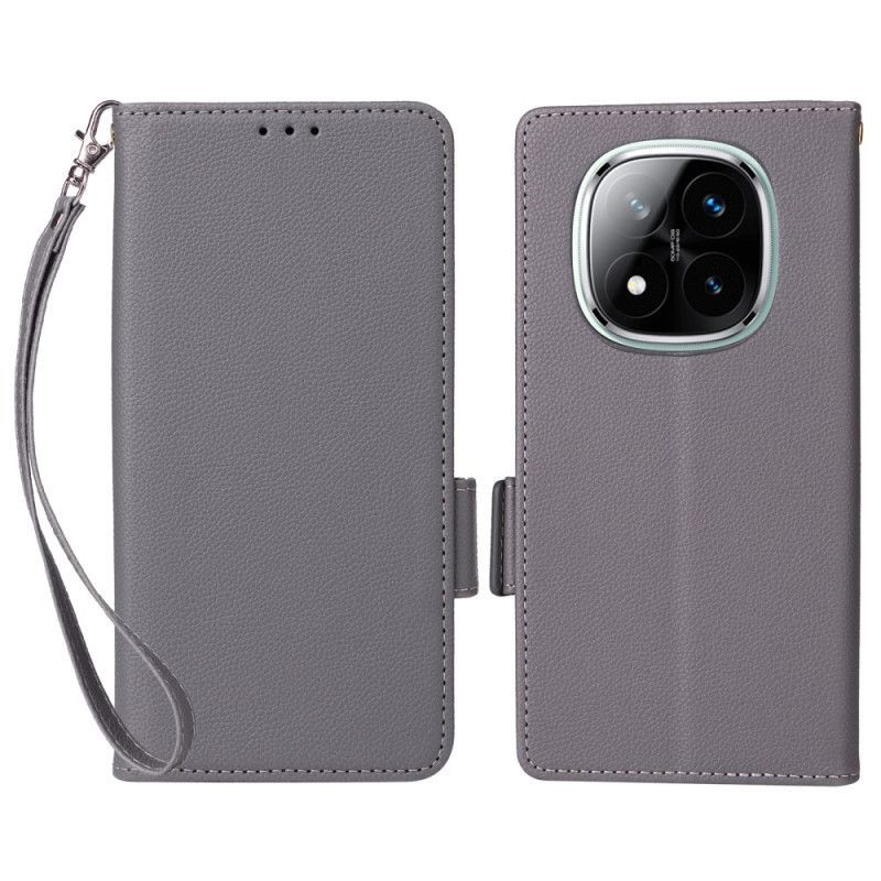 Housse Xiaomi Redmi Note 14 Pro 4G Simili Cuir Litchi à Lanière