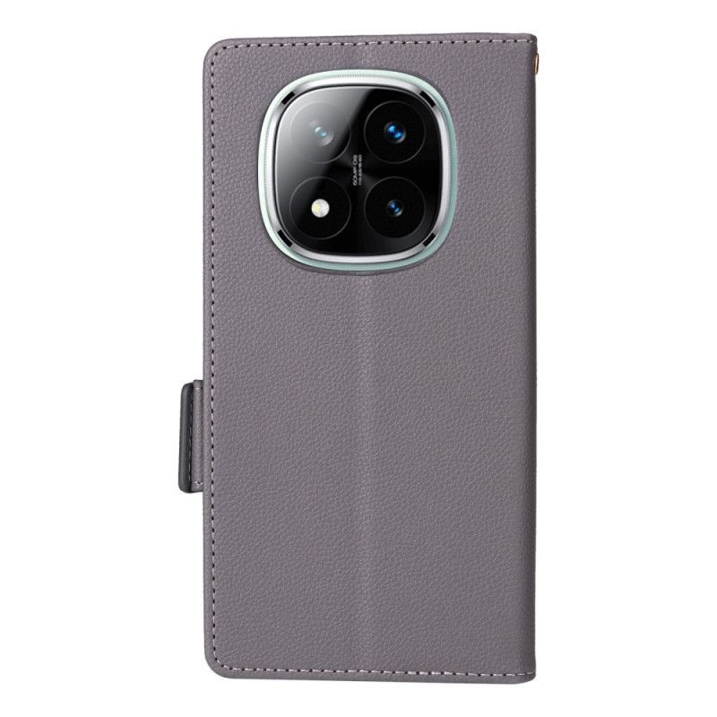 Housse Xiaomi Redmi Note 14 Pro 4G Simili Cuir Litchi à Lanière