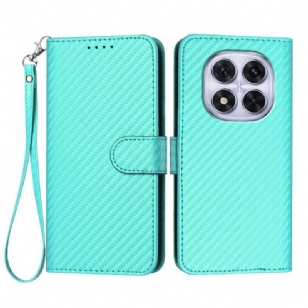 Housse Xiaomi Redmi Note 14 Pro 4G Texture Fibre Carbone à Lanière