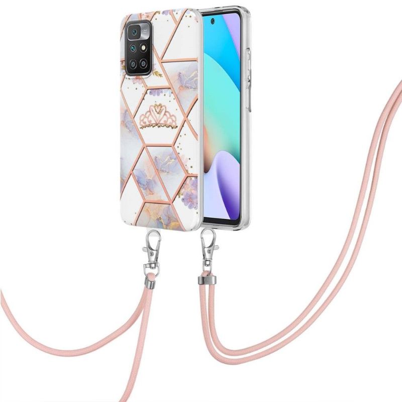 Coque à cordon Xiaomi Redmi 10 marbre et couronne