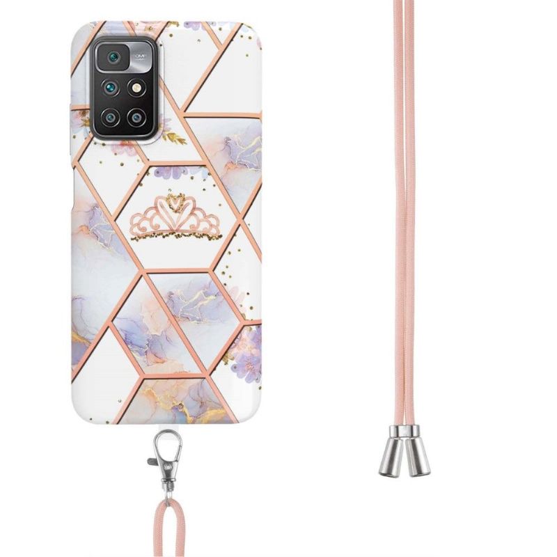 Coque à cordon Xiaomi Redmi 10 marbre et couronne
