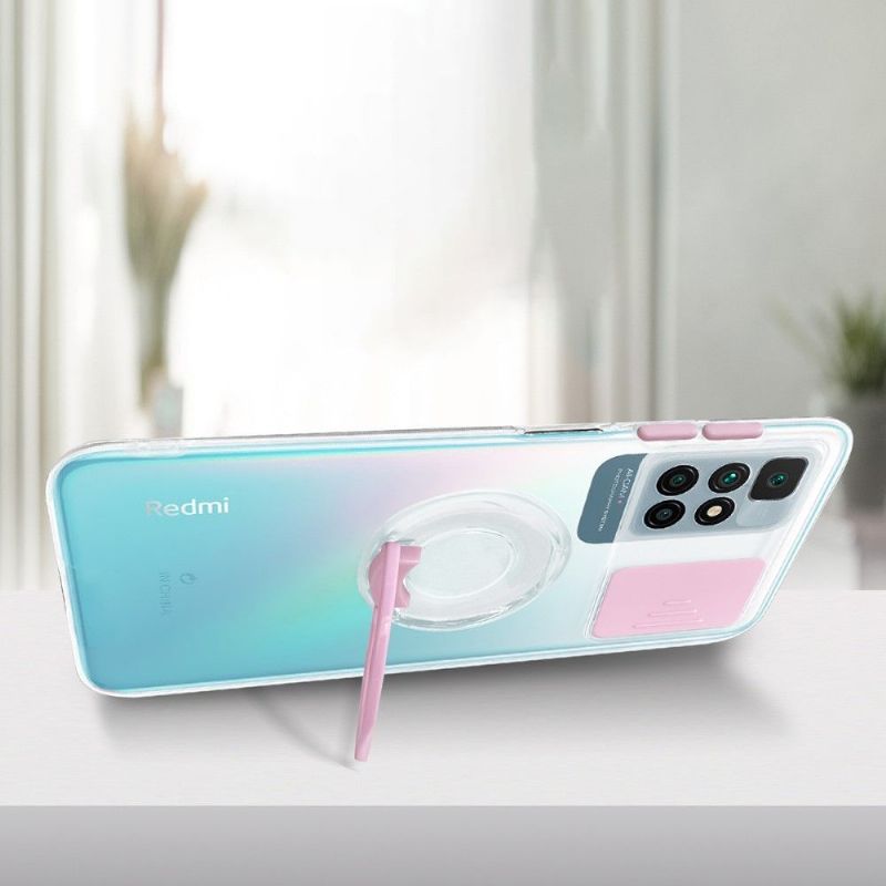 Coque Xiaomi Redmi 10 transparent avec anneau et cache caméra