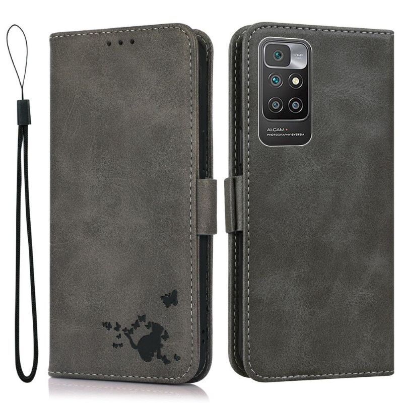 Housse Xiaomi Redmi 10 illustration chat effet cuir