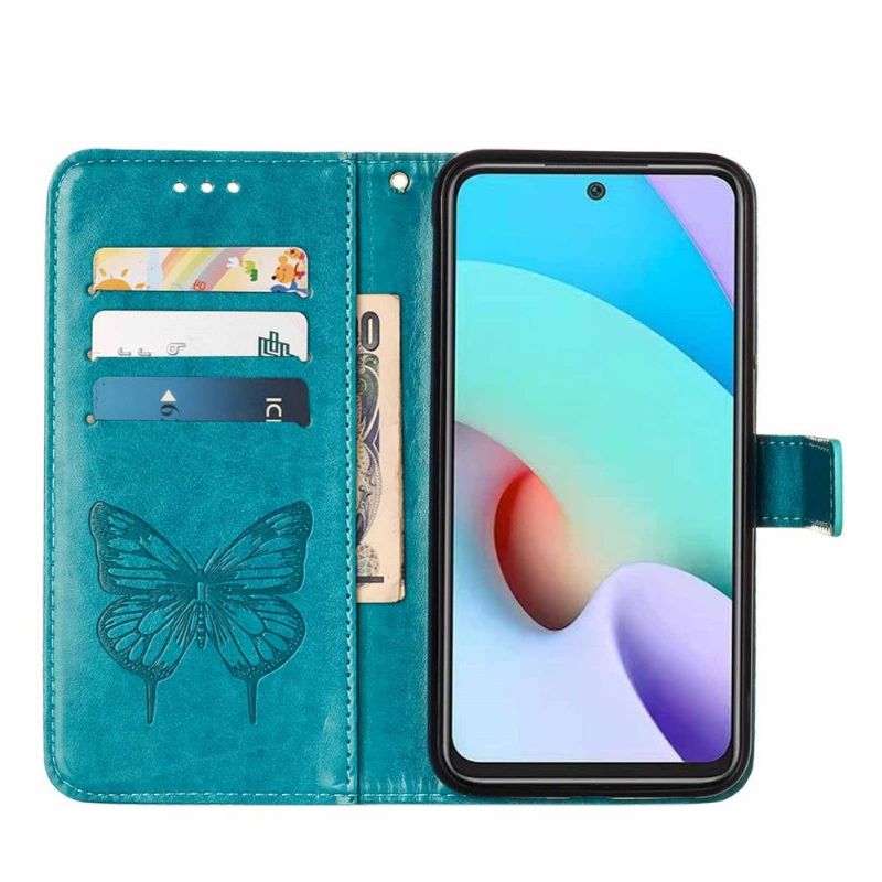 Housse Xiaomi Redmi 10 Papillon Fleur Porte-Cartes
