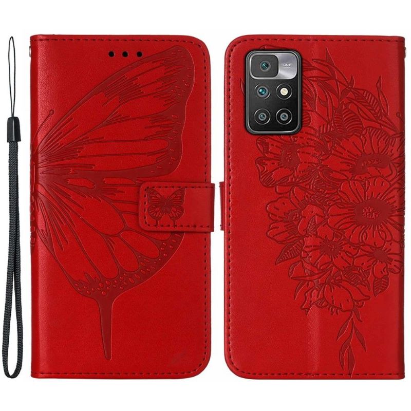 Housse Xiaomi Redmi 10 Papillon Fleur Porte-Cartes
