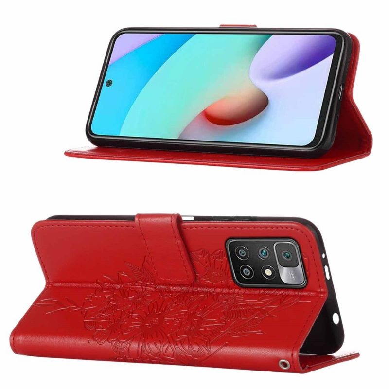 Housse Xiaomi Redmi 10 Papillon Fleur Porte-Cartes