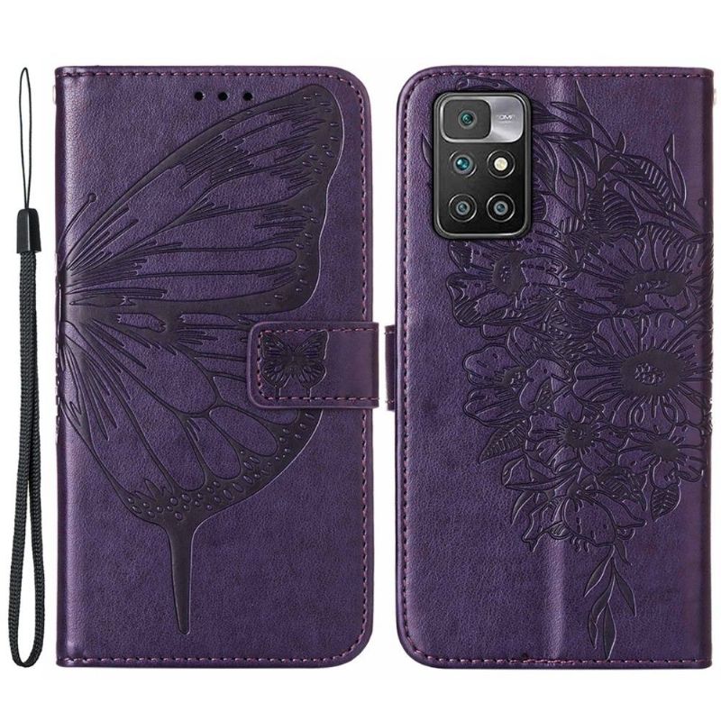 Housse Xiaomi Redmi 10 Papillon Fleur Porte-Cartes