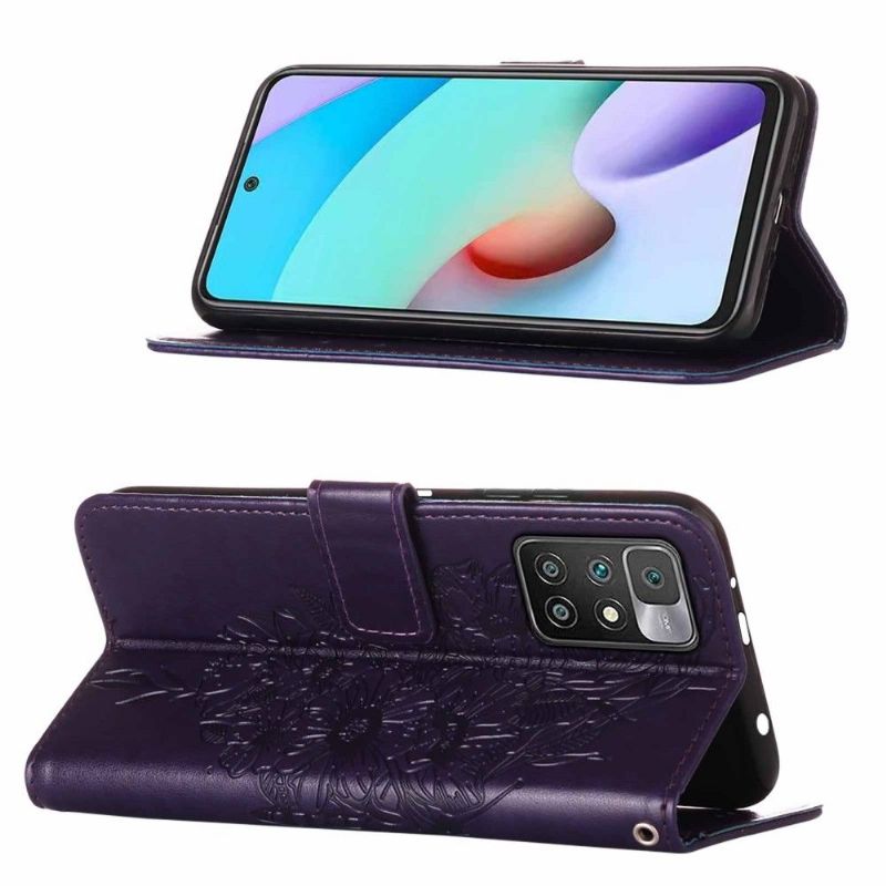 Housse Xiaomi Redmi 10 Papillon Fleur Porte-Cartes