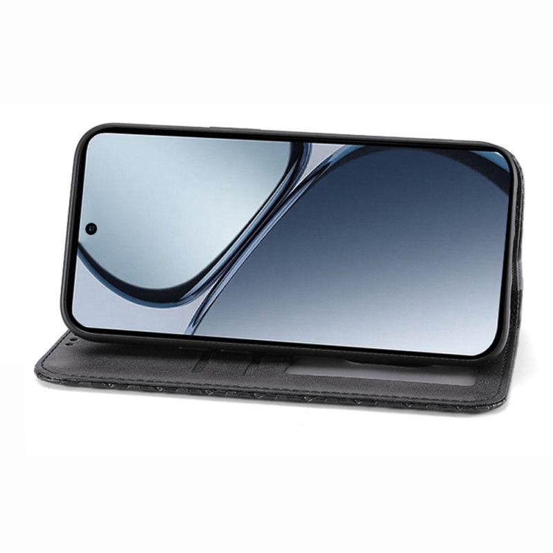 Flip Cover Realme 14 Pro 5G Design Texturé avec Lanière à Mousqueton