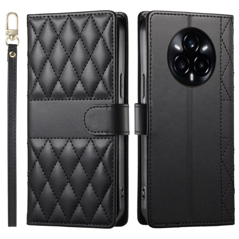 Housse Realme 14 Pro 5G Design Matelassé avec Lanière et Bandoulière