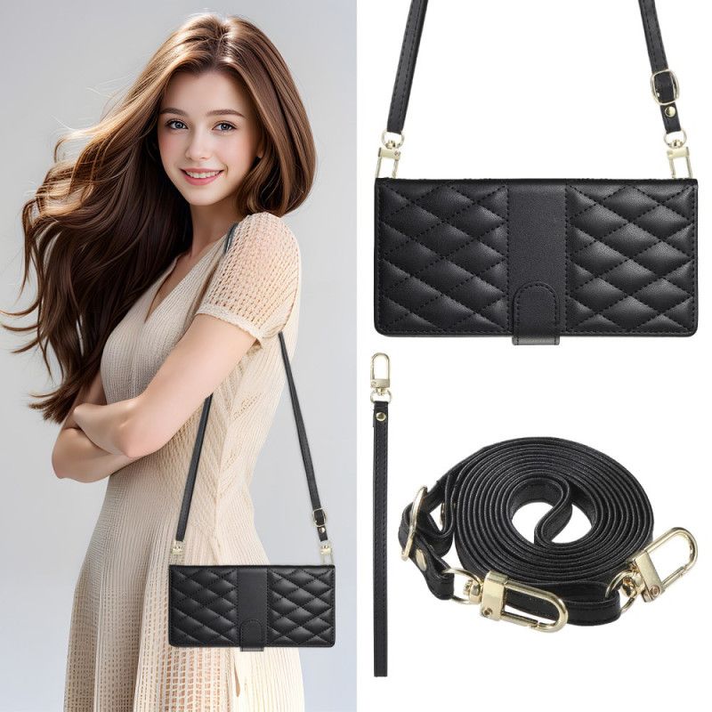 Housse Realme 14 Pro 5G Design Matelassé avec Lanière et Bandoulière