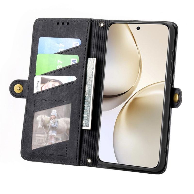 Housse Realme 14 Pro 5G Portefeuille à Fermeture Éclair Design Géométrique