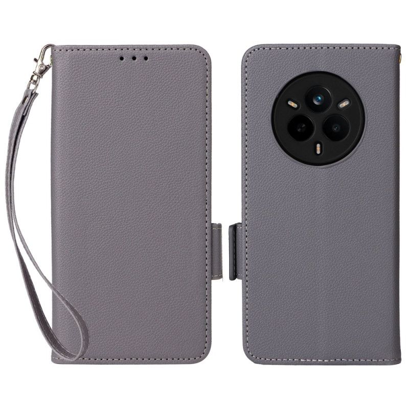 Housse Realme 14 Pro 5G Simili Cuir Litchi à Lanière