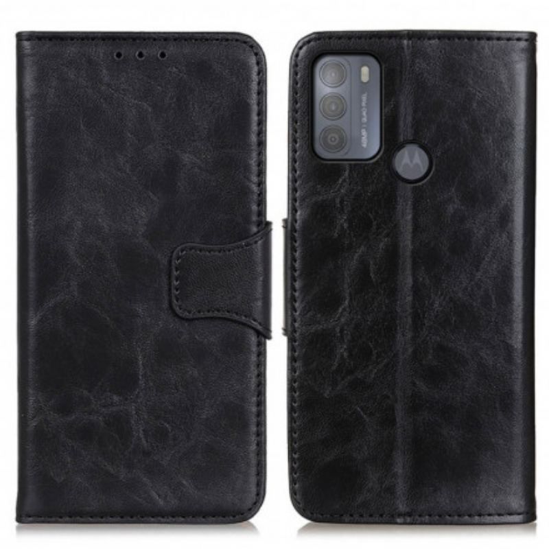 Housse Moto G50 Cuir Fendu Fermoir Réversible
