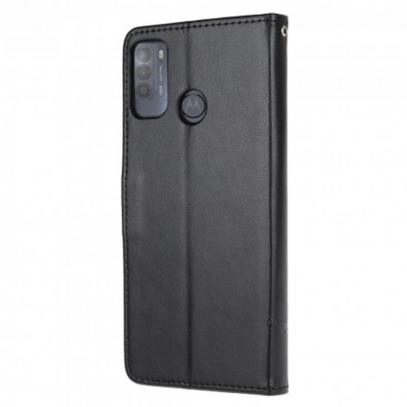 Housse Moto G50 Papillons et Fleurs à Lanière