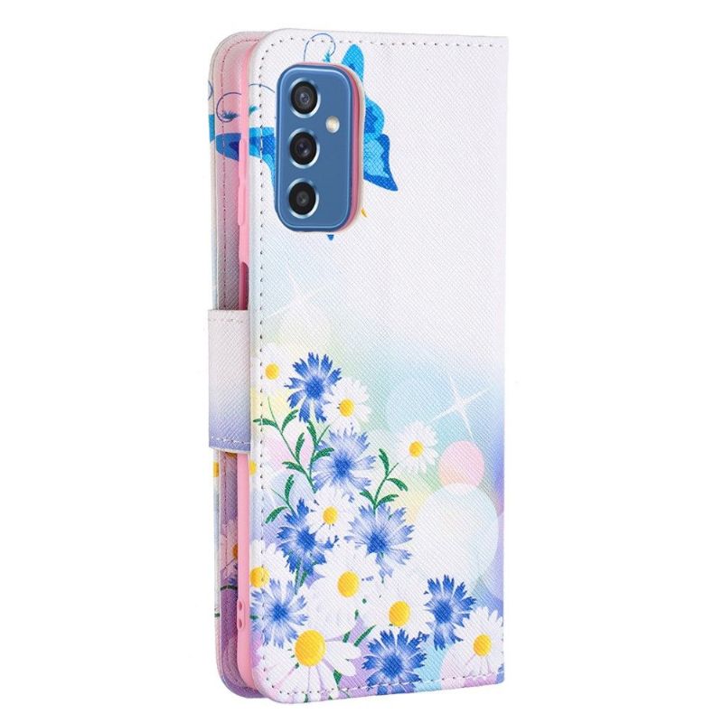 Housse Samsung Galaxy M52 5G papillon et marguerites