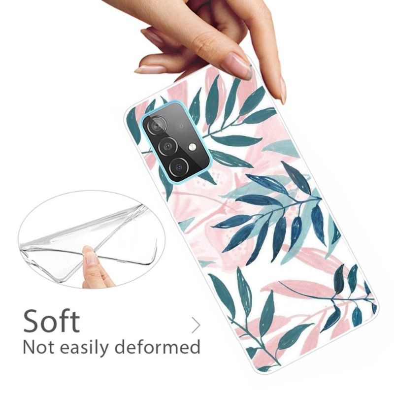 Coque Samsung Galaxy A32 5G Feuilles Vertes et Roses