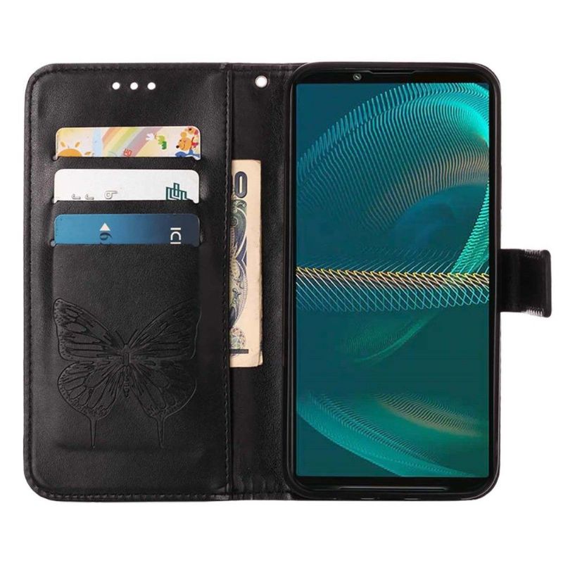 Housse Sony Xperia 5 III Papillon Fleur Porte-Cartes